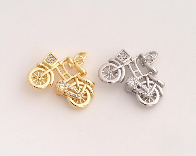 CZ Bicycle Pendant,Bicycle Pendant,18K Gold Filled Bicycle Charm,DIY Jewelry Accessories,20.4x23x7.2mm