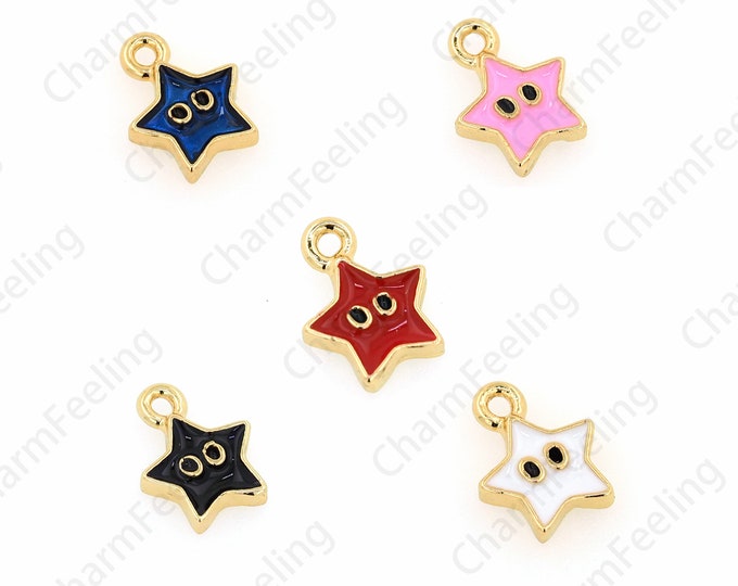 Enamel Eye Pendant,18K Gold Filled Five-Pointed Star Pendant,Eye Charm,Star Charm,Starburst Charm,DIY Jewelry Accessories,8.5x6.5x1.5mm
