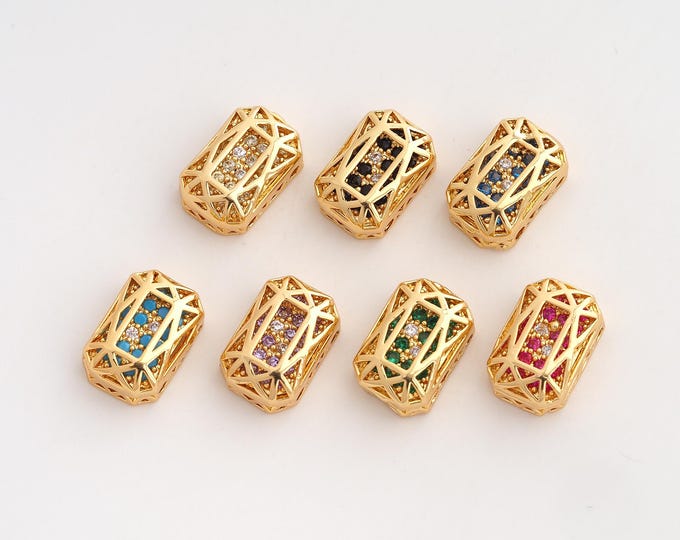 10 pcs 18K Gold Filled Gemstone Spacer Beads,Square Gemstone Beads,Square Beads,DIY Jewelry Supplies,8x10mm
