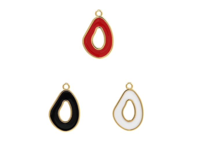 Enamel Pendant, 18K Gold Filled Enamel Charm, Oval Pendant, Oval Charm, DIY Jewelry Supplies, 16x10x2mm