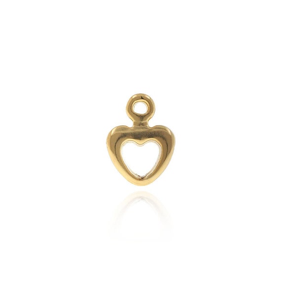 Pendentif Cœur En Métal Doré - Petit Bijou Occasion - Collier Fin Cadeau Romantique