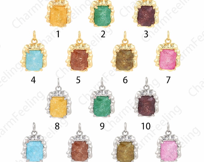 18K Gold Filled Rectangular Charm,Geometric Pendant,Rectangular Pendant,Micropavé CZ Square Necklace,DIY Jewelry Supplies,20.5x13.5x4.7mm
