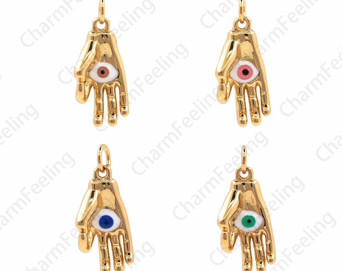 Hand And Eye Necklace, Gesture Pendant, 18K Gold Filled Eye Pendant, OK Gesture Pendant, DIY Jewelry Accessories 22x9x7mm