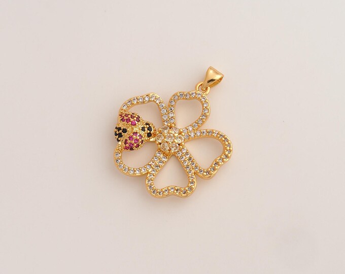 CZ Flower Pendant,Flower Pendant,18K Gold Filled Flower Charm,DIY Jewelry Accessories,33x28x5mm