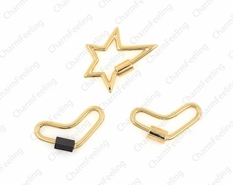Gold-plated star clasp  carabiner, heart-shaped screw clasp, jewelry clasp, screw connector clasp charm, golden interlocking clasp 1pcs