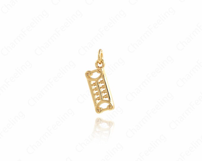 Gold Abacus Pendant,Abacus Necklace, 18K Gold Filled Abacus Pendant, Abacus Charm, DIY Jewelry Accessories, 17x9.5x2mm