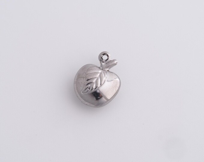 20 pcs Stainless Steel Apple Pendant,Apple Necklace,Fruit Necklace, Fruit Charm, Apple Charm, Apple Necklace, 14.3x11.2x4.8mm