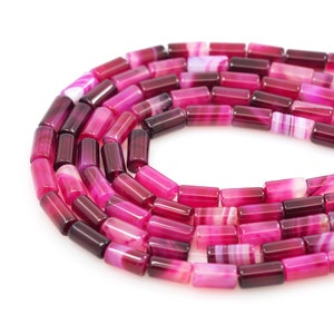 Rose Red Cylindrical Beads,Tubular Gemstone Beads,Gemstone Chains,Natural Stone Necklaces,Gemstone Necklaces,DIY Bracelet Accessories,8x16mm