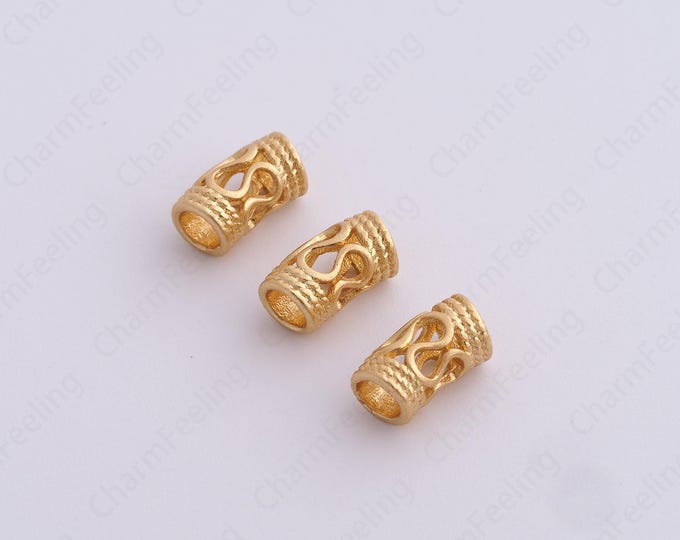 5 pcs Gold Round Spacer Beads, 18K Gold Filled Tube Beads,Dainty Round Bracelet Necklace Spacer Beads, DIY Jewelry Supplies,9x4.8mm