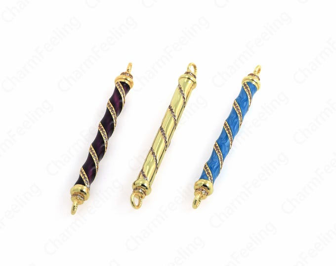 Bar Connectors,Dumbbell Connectors Enamel Bar Connectors 18K Gold Filled Bracelet Necklace Connectors, DIY Jewelry Supplies,60x6.2x6.2mm