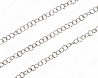 Silver FilledLayered Necklace,Stainless Steel Chain Round Chain Necklace,  Round Chain,Silver Chain, Classic Chain Necklace 4.7mm