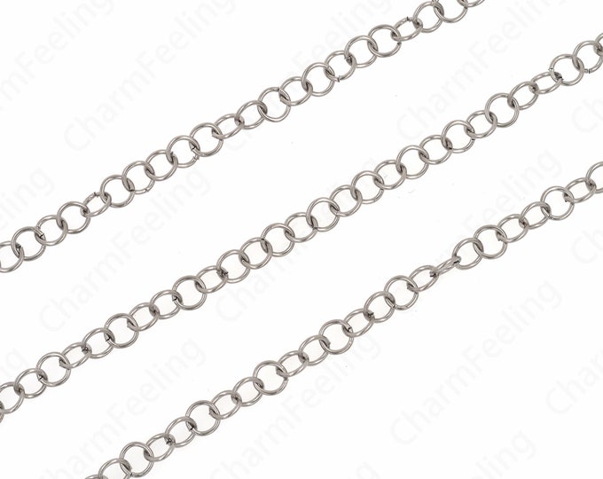 Silver FilledLayered Necklace,Stainless Steel Chain Round Chain Necklace,  Round Chain,Silver Chain, Classic Chain Necklace 4.7mm