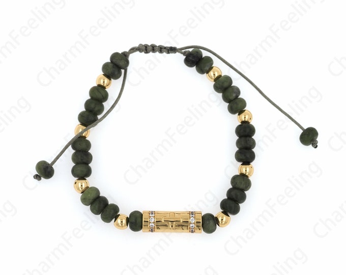 Cross Bracelet,18K Gold Filled Beaded Bracelet, Friendship Bracelet,Gold Bracelet,Religion Bracelet, Daily Bracelet,