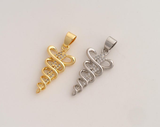 CZ Medical Pendant,Registered Nurse Pendant,18K Gold Filled Medical Charm,DIY Jewelry Accessories,32x14x3.4mm