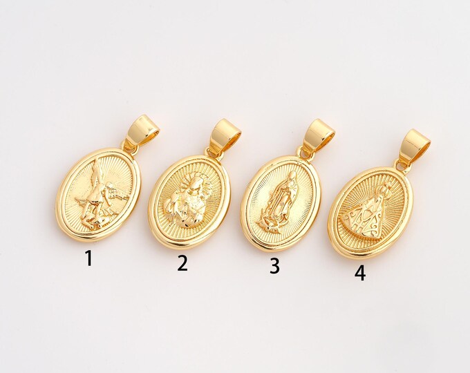 5 pcs Pope Jesus Pendant,Religious Pendant,18K Gold Filled San Miguel Virgin Mary Charm,DIY Jewelry Accessories,27x13.7x4.7mm