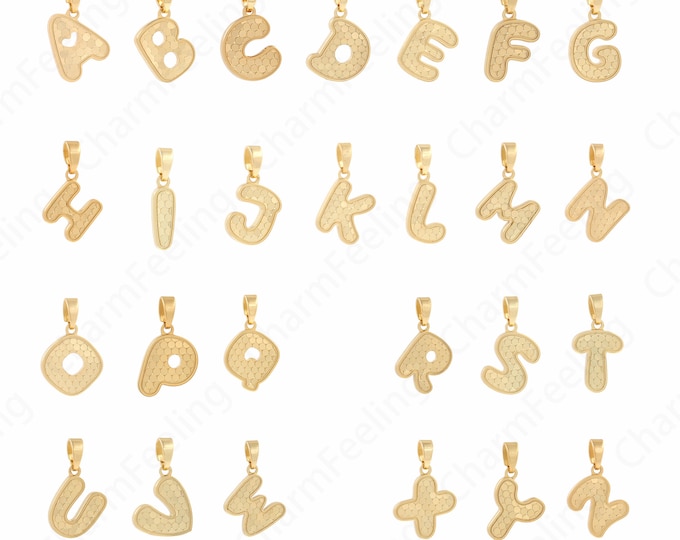 Dainty Text Charm,18K Gold Filled 26 Letter Pendant,Letter Necklace,DIY Jewelry Making Accessories 19x10x1.8mm
