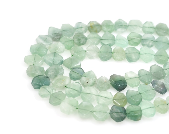 Green Fluorite Beads,Gemstone Chain,Natural Stone Necklace,Rectangular Faceted Natural Stone Beads,DIY Bracelet Necklace Accessories,15x20mm
