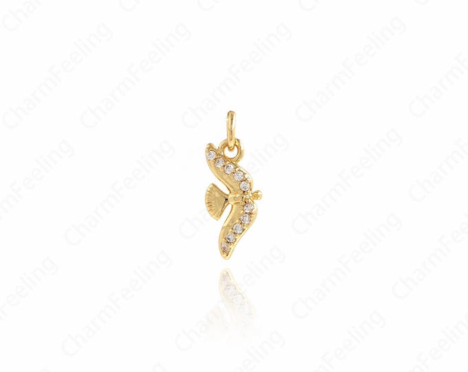 18K Gold Filled Flying Animal Pendant, Bird Necklace, Flying Bird Charm, Flying Animal Charm, DIY Jewelry Accessories, 14.8x5.7x1.8mm