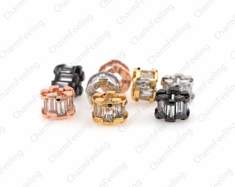 Koraliki dystansowe z cyrkonii, duże koraliki rurkowe, używane do wyrobu biżuterii bransoletek/naszyjników, 8,6×6 mm, otwór 3,7 mm, 1 szt.