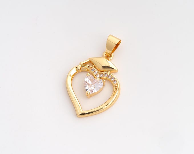 CZ Doctoral Cap Pendant,Doctoral Cap Pendant,18K Gold Filled Doctoral Cap Charm,DIY Jewelry Accessories,29x17.8x3.7mm