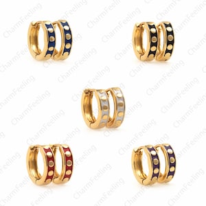 1 Paar 18K Gold filled Breite Ohrringe, Emaille Ohrringe, Dot Ohrringe, Gold Ohrringe, Ohrring Accessoires, Runde Ohrringe, Ein Geschenk für Sie