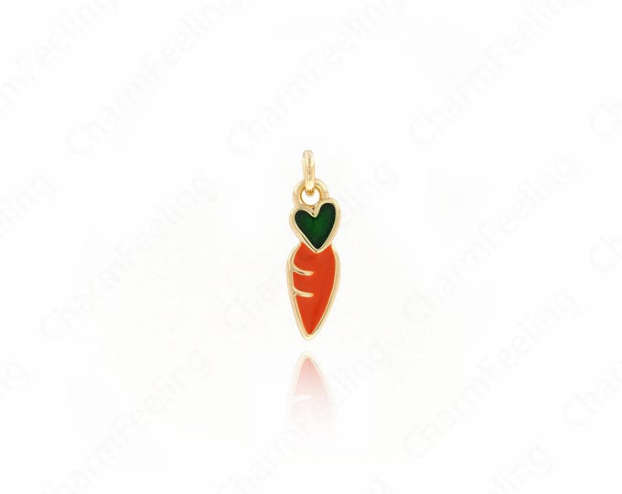 Vegetable Charm,Enamel Radish Charm, 18K Gold Filled Radish Pendant, DIY Jewelry Supplies, 16.2x5x1.6mm