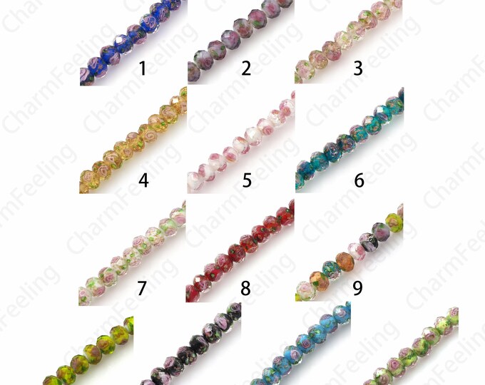Flower Glass Beads, Faceted Glass Beads, Murano Glass Jewelry, Lighting Glass Beads, Flower Jewelry, DIY Bead Jewelry, 8\10\12mm