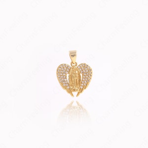 Heart Angel Pendant,18K Gold Filled Angel Necklace, Cupid Charm, Cupid Necklace, DIY Jewelry Supplies, 21.5x16.5x2.7mm