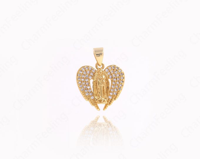 Heart Angel Pendant,18K Gold Filled Angel Necklace, Cupid Charm, Cupid Necklace, DIY Jewelry Supplies, 21.5x16.5x2.7mm