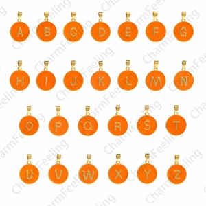 Colgante de letras de esmalte, collar de 26 iniciales, amuleto de esmalte, amuleto de letras redondas rellenas de oro de 18 quilates, accesorios de joyería de bricolaje, 28x19x2.5mm