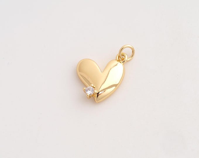 CZ Heart Pendant,Love Pendant,18K Gold Filled Heart Charm,DIY Jewelry Accessories,20x13.7x3.8mm