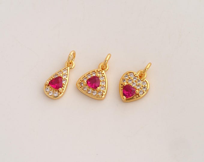 CZ Heart Pendant,Triangle Pendant,18K Gold Filled Water Drop Charm,DIY Jewelry Accessories
