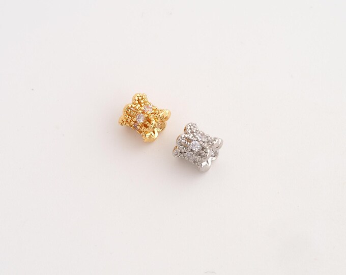 5 pcs 18K Gold Filled Flower Spacer Beads,Tube Beads,CZ Flower Tube Beads,DIY Jewelry Supplies,6.4x6.2mm Hole 2.2mm