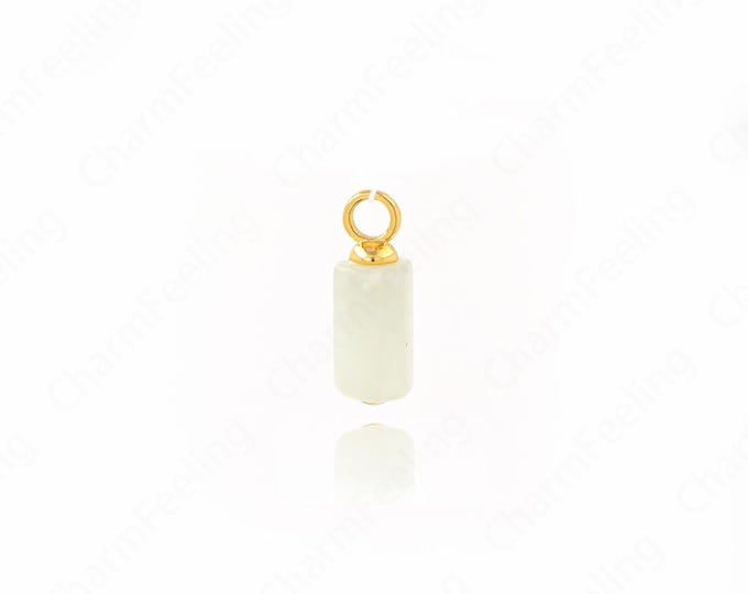 Natural Stone Pendant,Cylinder Charm,Ball Necklace,18K Gold Filled Ball Jewelry,DIY Jewelry Supplies,19x6.5mm