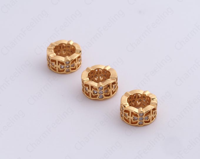 Gold Round Spacer Beads, 18K Gold Filled Tube Beads,Dainty Round Bracelet Necklace Spacer Beads, DIY Jewelry Supplies,8.8x4.7mm