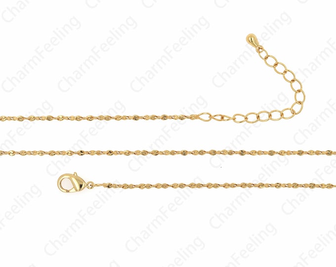 Twist Necklace,Lobster Clasp Necklace,18K Gold Filled Simple Necklace, Brass Necklace, Round Necklace, DIY Jewelry Supplies,1.3x0.3x1mm