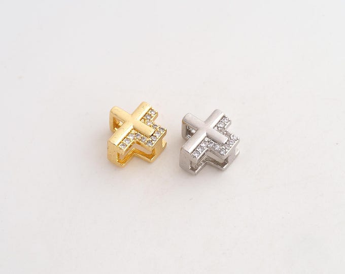 CZ Cross Pendant,Religious Pendant,18K Gold Filled Christian Charm,DIY Jewelry Accessories,10.2x9.8x6mm