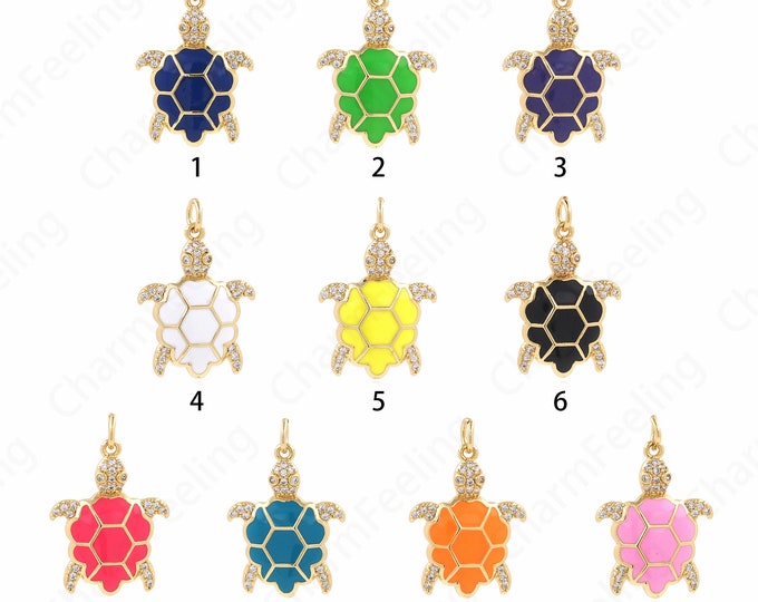 Enamel Charm,Golden Tortoise Necklace,Ocean Charm,Little Tortoise Pendant,Little Brass Tortoise,DIY Jewelry And Jewelry Making 25.5x17x3.2mm
