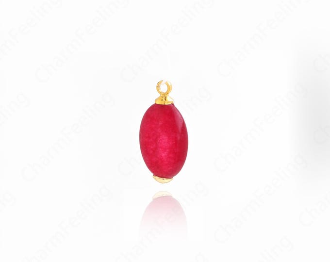 Natural Stone Pendant,Oval  Charm, Oval Necklace, 18K Gold Filled Disc Jewelry,DIY Jewelry Supplies, 15x8x4.2mm