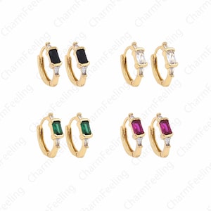 18K Gold Filled Fashion Earrings, Micropavé CZ Imitation Diamond Earrings, Suitable For Anniversary Gifts, DIY Accessories 15x13x2mm