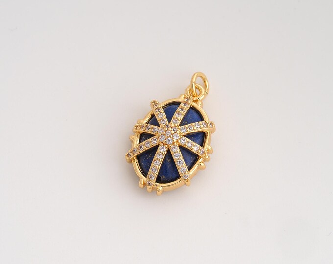 Natural Stone Pendant,Energy Stone Pendant,18K Gold Filled Square Charm,DIY Jewelry Accessories,23.8x14x8.8mm