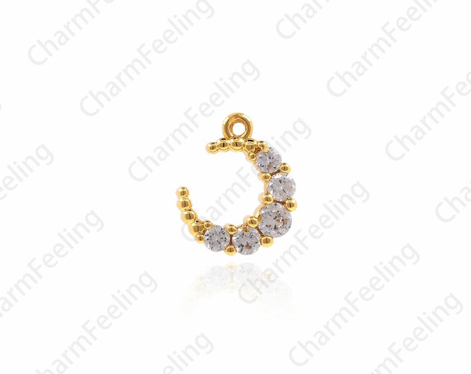 simple moon necklace，half moon pendant，crescent moon charm 10*12mm 1pcs
