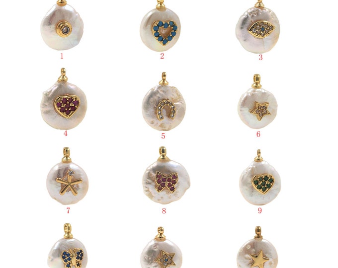 Coin pearl pendant, freshwater pearl necklace, white pearl bracelet, bridal gift 1pcs/2pcs/10pcs