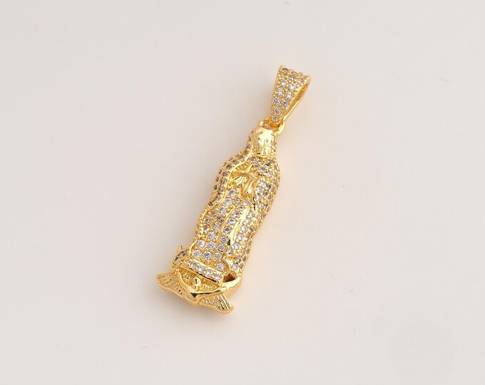 CZ Virgin Mary Pendant,Religious Pendant,18K Gold Filled Catholic Charm,DIY Jewelry Accessories,40.5x13x6.8mm