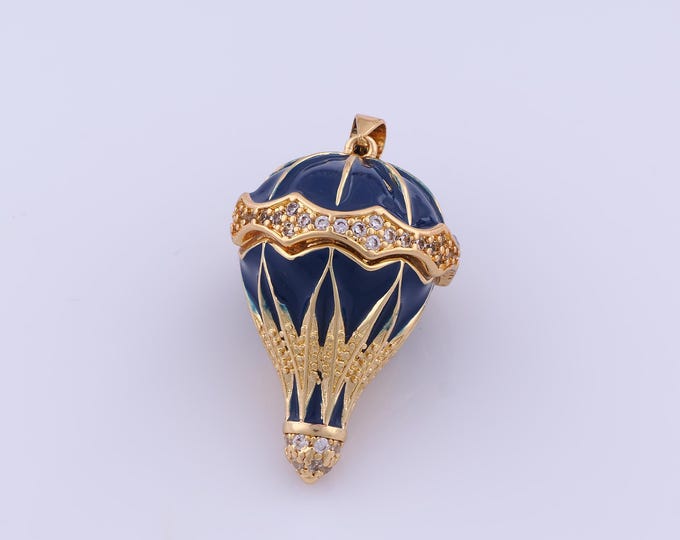 Enamel Hot Air Balloon Charm, 18K Gold Filled Hot Air Balloon Pendant,Hot Air Balloon Charm, DIY Jewelry Supplies, 39.7x22.8x22.8mm