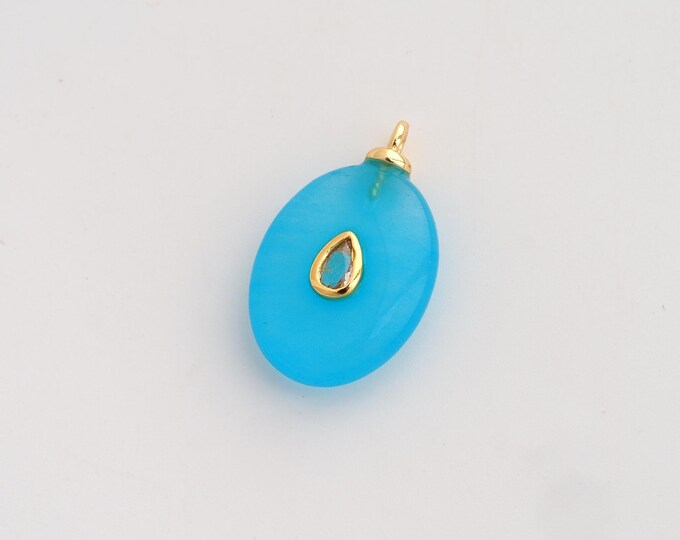 Natural Stone Pendant,Energy Stone Pendant,18K Gold Filled Square Charm,DIY Jewelry Accessories,24.8x15.2x6.3mm