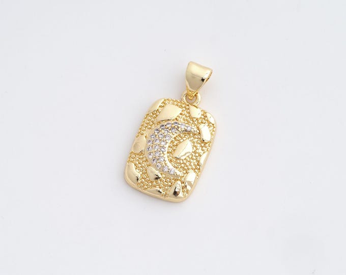 CZ Crescent Moon Pendant,Celestial Pendant,18K Gold Filled Moon Charm,DIY Jewelry Accessories,24.5x12.8x3.4mm