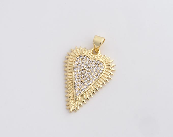 Heart Charm,Heart Pendant, 18K Gold Filled Love Necklace,DIY Jewelry Accessories,30.2x18.7x2.3mm