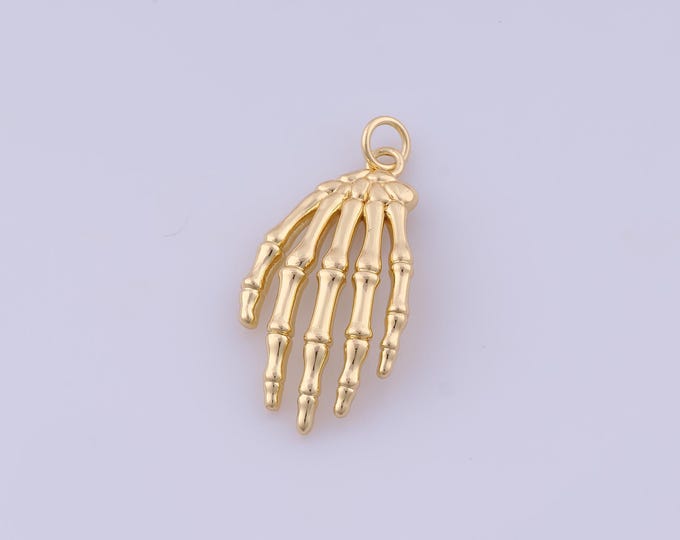 Gold Skeleton Hand Charm,Skeleton Pendant,18K Gold Filled Hand Bone Charm, DIY Jewelry Supplies,31.7x15x3.7mm