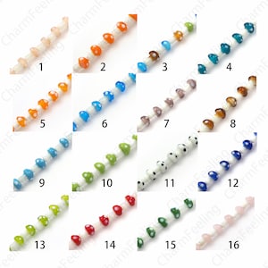 Mushroom Glass Beads, Murano Glass Jewelry, Mushroom Spacer Beads, Mushroom Jewelry, Glass Mushroom Beads, DIY Jewelry Supplies, 9x13mm